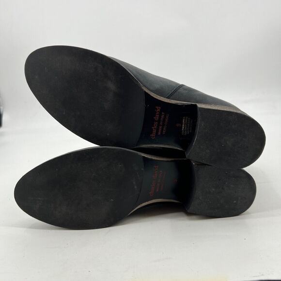 Charles David Womens 9 Boots Matte Black Moto Riding Zip Back Made Italy - Picture 11 of 13